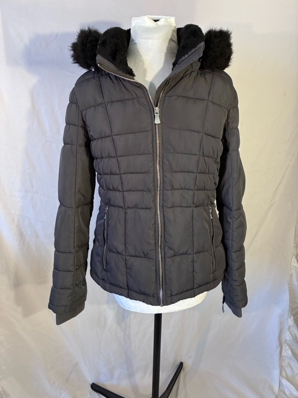 Calvin Klein 2 Degree Warmth Factor Faux Fur Removable Hood Puffer Coat